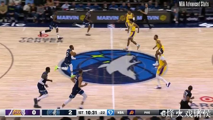 詹姆斯缺席浓眉砍23+11拉塞尔仅5分 湖人不敌森林狼